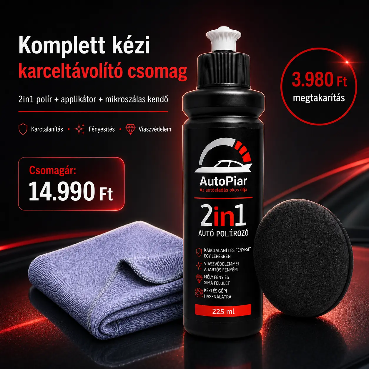 AutoPiar 2in1 karceltávolító csomag kézi polírozáshoz - Image 2